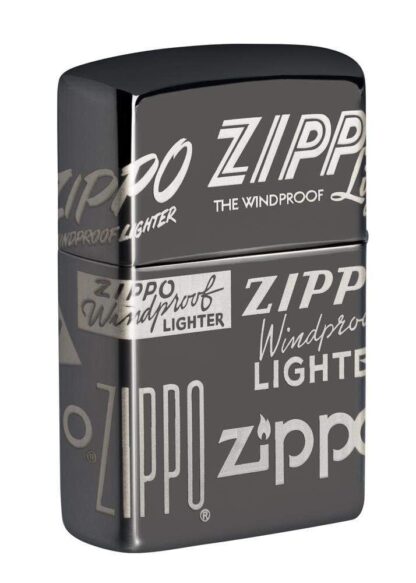 Back view of the Zippo Logo Design shot at a 3/4 catalog angle