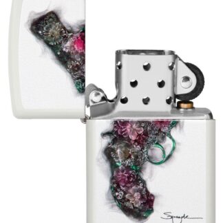 Spazuk Roses and Pistol Windproof Lighter open and unlit