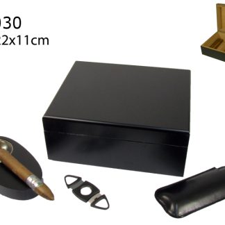 ANGELO HUMIDOR GIFT SET BLACK 26X22X11CM
