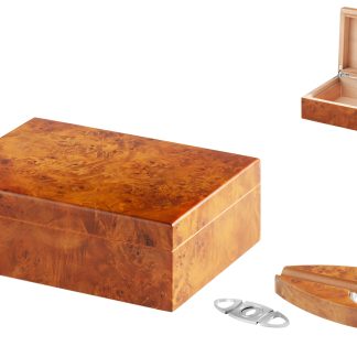 ANGELO HUMIDOR SET DARKBROWN  24X18X8CM