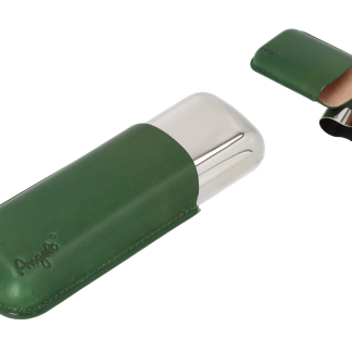 ETUI TRABUC ANGELO 2S  PIELE VERDE. METAL ANTRACIT . LUNGIME 15CM