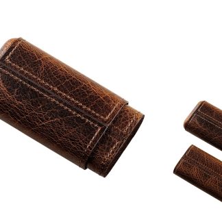 ETUI TRABUC ANGELO 3S. PIELE MARIO COGNAC INCHIS  INTERIOR LEMN DE CEDRU