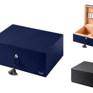 HUMIDOR CASETI PARIS. ALBASTRU ÎNCHIS LUCIOS 36.8X27.7X16.6 CM