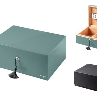 HUMIDOR CASETI PARIS  PETROL DESCHIS  LUCIOS 36.8X27.7X16.6 CM